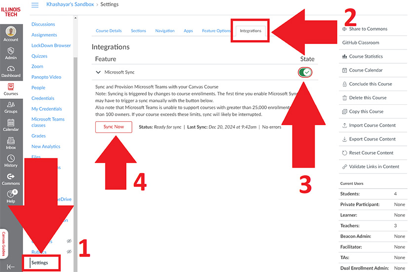 01 Go to Settings, Integrations, and Sync MS Teams
