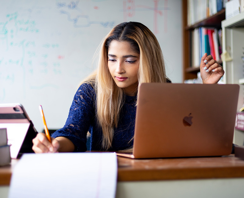 Student studying