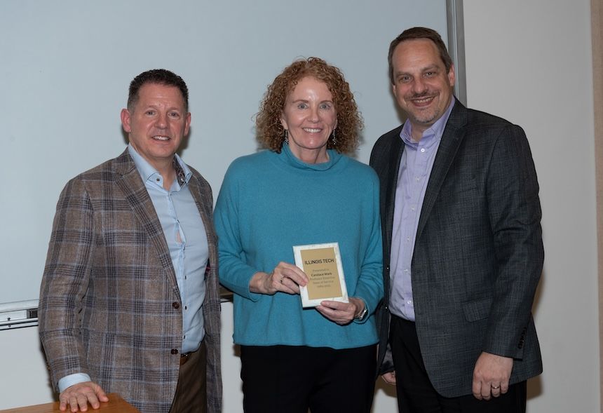 Louis Cattafesta, Candace Wark, and Kevin Cassel at Illinois Institute of Technology