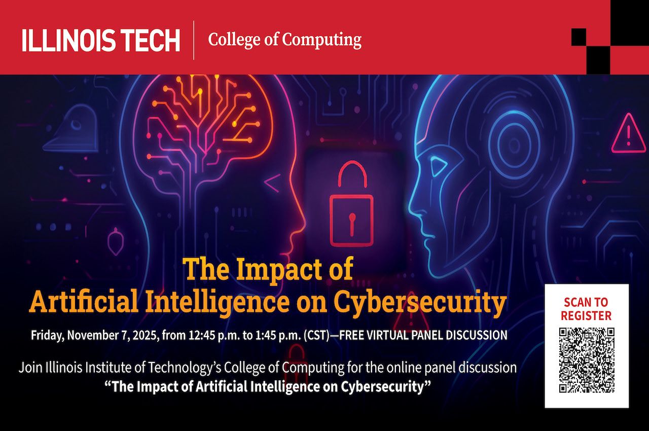 Poster of College of Computing's "The Impact of Artificial Intelligence on Cybersecurity" event