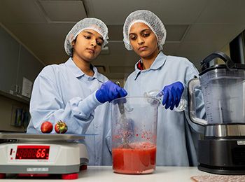 Two Illinois Tech students work in the university’s Center for Nutrition Research