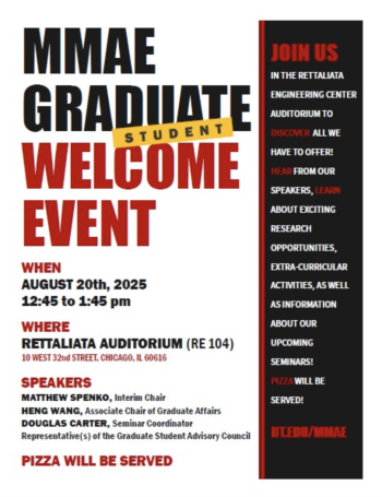 Flyer for MMAE Graduate Student Welcome Event