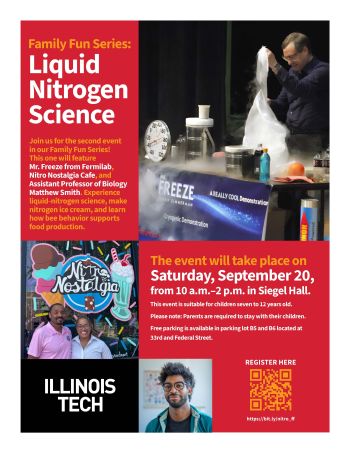 Flyer for Community Affairs Family Fun Series: Liquid Nitrogen Science
