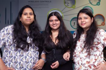 Photo (left to right): Samreen Kazi, Saloni Bhosale, and Arsheen Kazi who published their research examining how Russia hacked a satellite network before invading Ukraine.