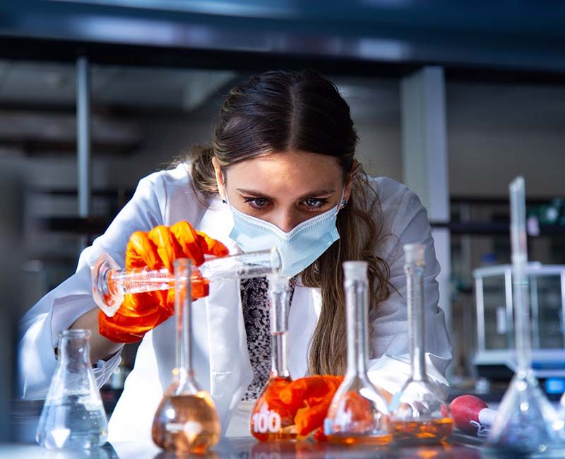 Student working in chemistry lab